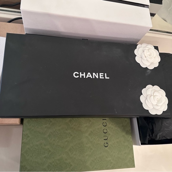 CHANEL long pearl necklace w blue crystals rhinestone classic princess sapphire - Picture 7 of 11